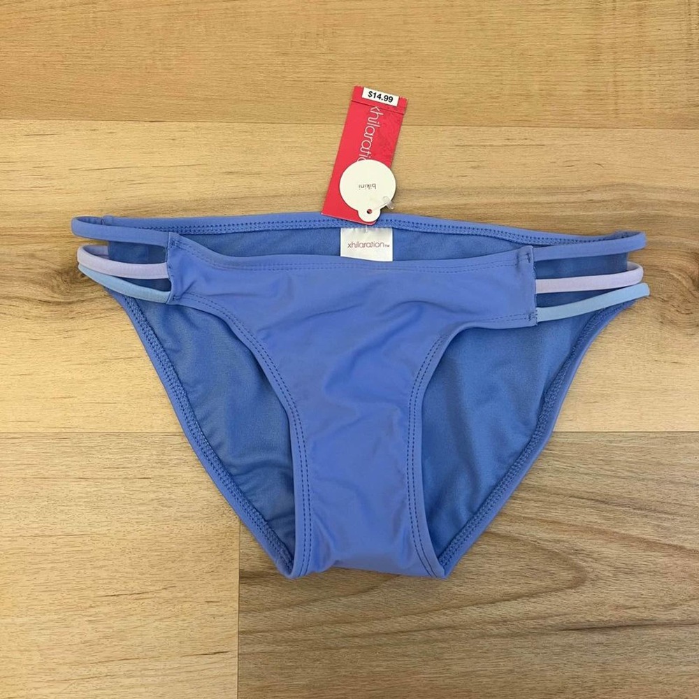 NWT Strappy Side Blue Bathing Suit Bottoms Size Extra Small